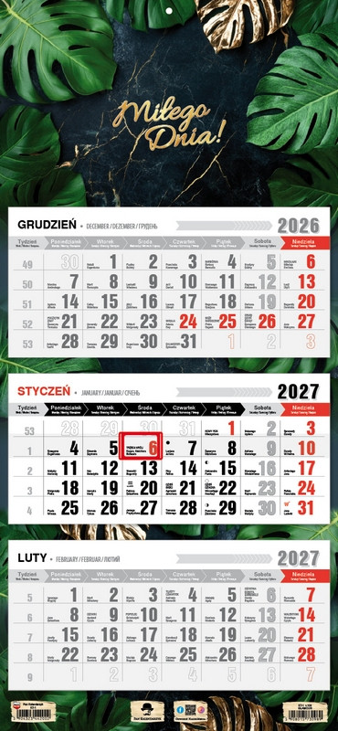 Kalendarz trójdzielny KT-2 Premium (wypukła główka) Pan Kalendarzyk